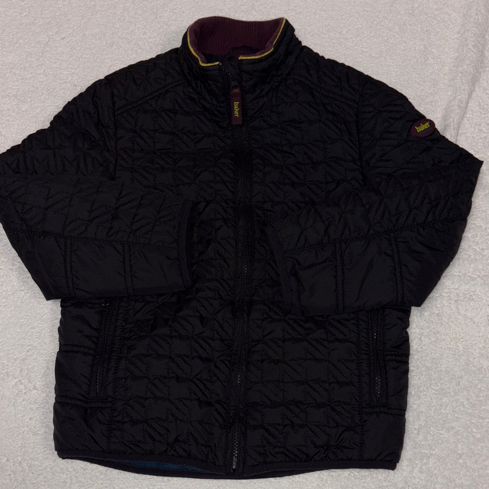 Bakers by Ted Baker Black Quilted Jacket with Burgundy Trim boys size 8